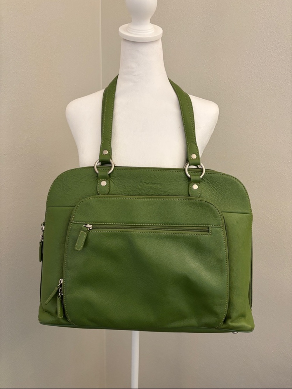 Franklin Covey Olive Green Leather Tote